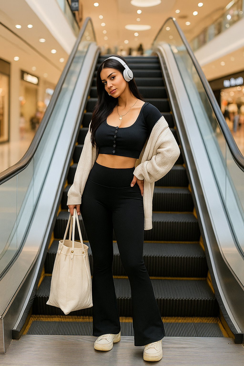 Calça Legging Flare Street Cintura Alta - Modela bumbum