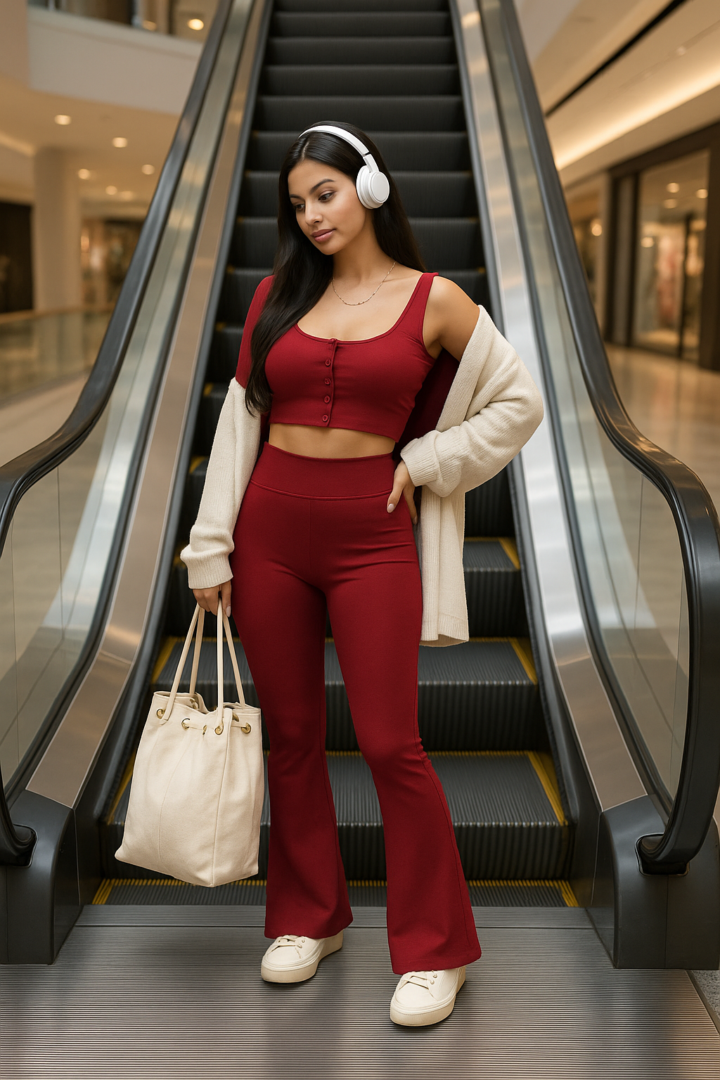 Calça Legging Flare Street Cintura Alta - Modela bumbum